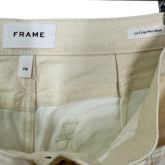 Frame Le Crop Mini Boot Jean 28 Two-Tone White Cream Color Block Casual Summer - Picture 7 of 11